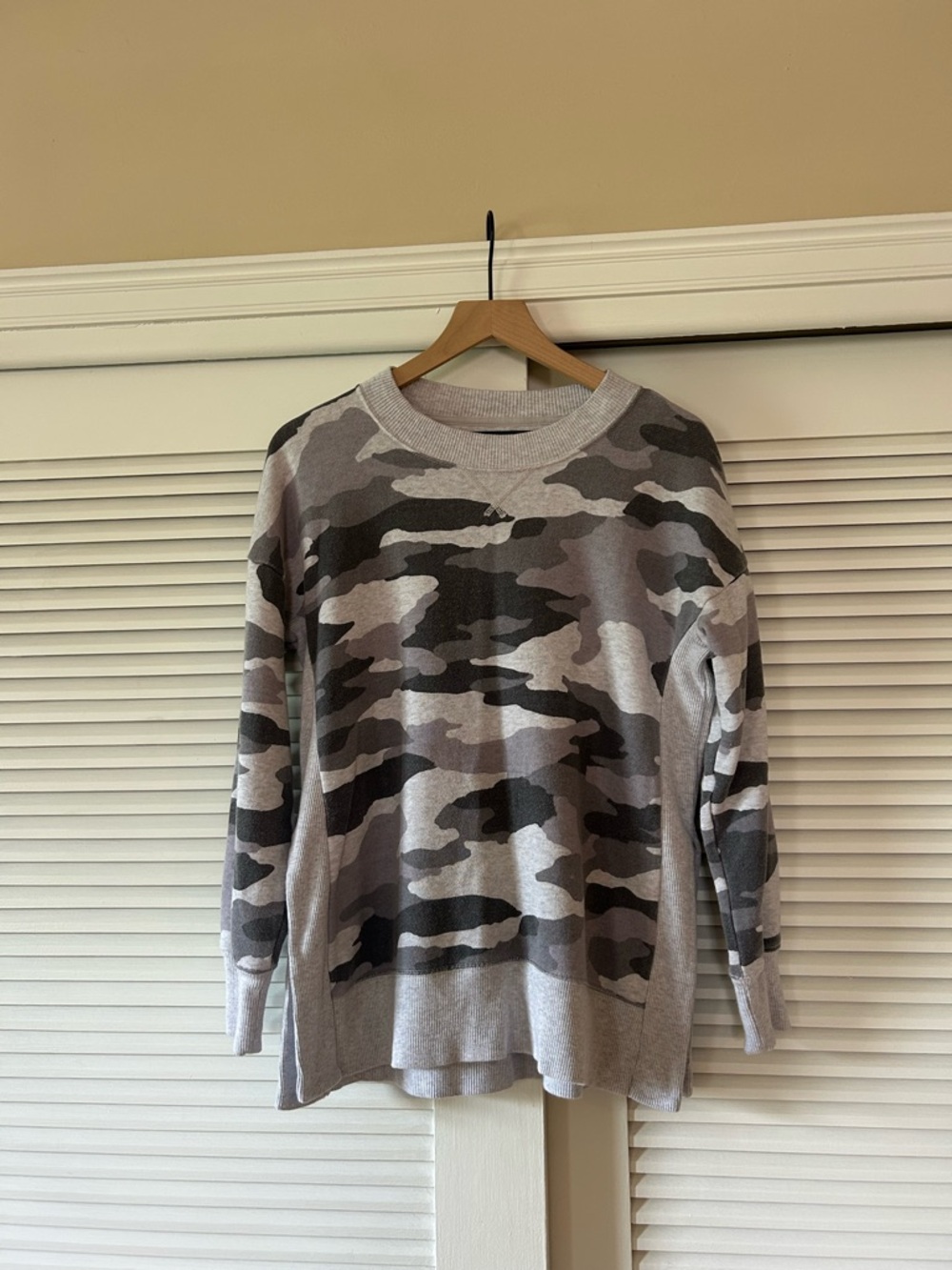 Aerie Gray Camouflage Crewneck Sweater